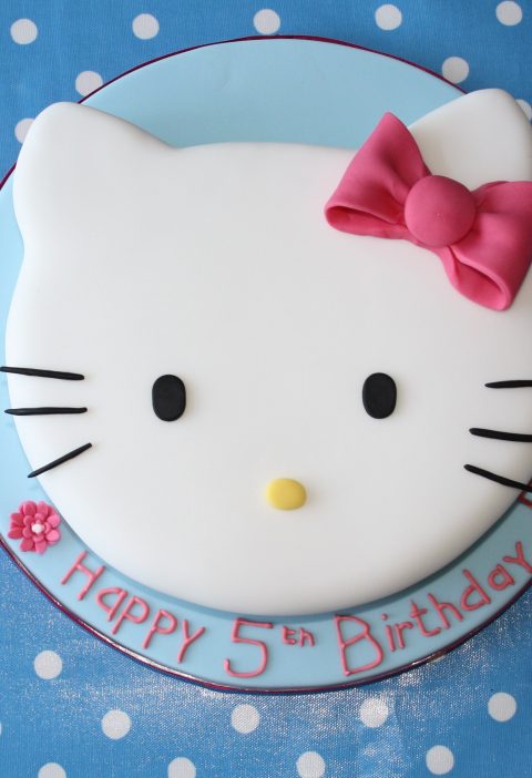 How to make a hello Kitty Birthday cake from a square cake. Madiera works best