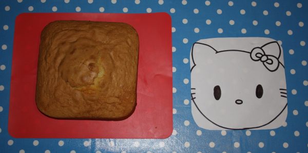 How to make a hello Kitty Birthday cake from a square cake. Madiera works best