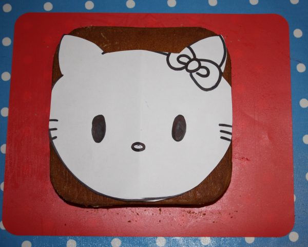 How to make a hello Kitty Birthday cake from a square cake. Madiera works best