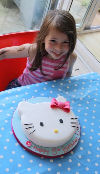 How to make a hello Kitty Birthday cake from a square cake. Madiera works best