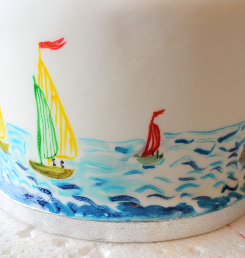 Grandad Colin's painted boat cake