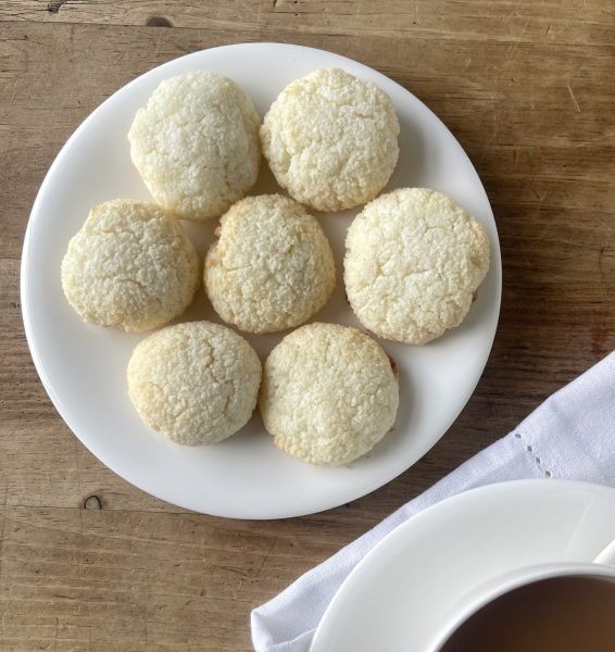 plate of coconut macaroons ready to devour