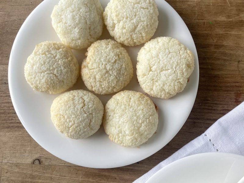 plate of coconut macaroons ready to devour