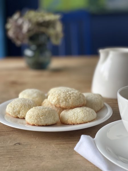 plate of coconut macaroons ready to devour