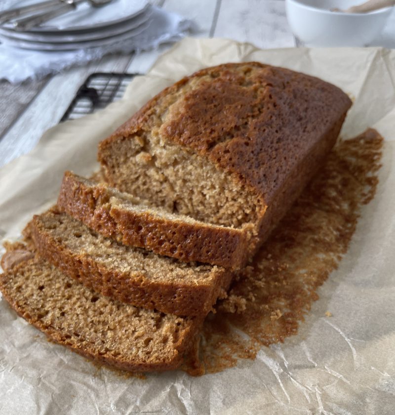 Freshly baked honey cake loaf with a golden brown top